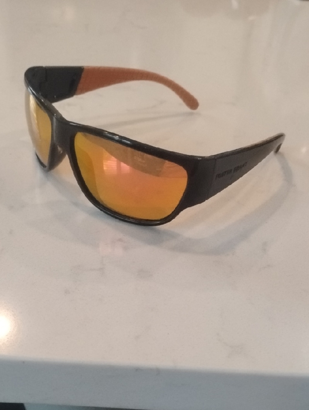 Foster Grant Black Frame Sunglasses with Orange Mirrored Lenses